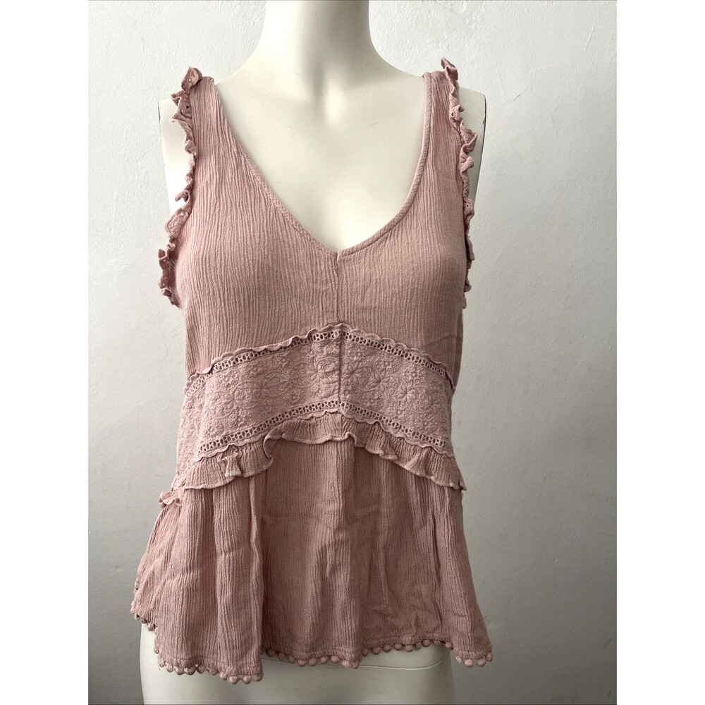 Aeropostale Pink Top L Coquette Regency Soft Girl Dainty Ruffles Prairie Fairy